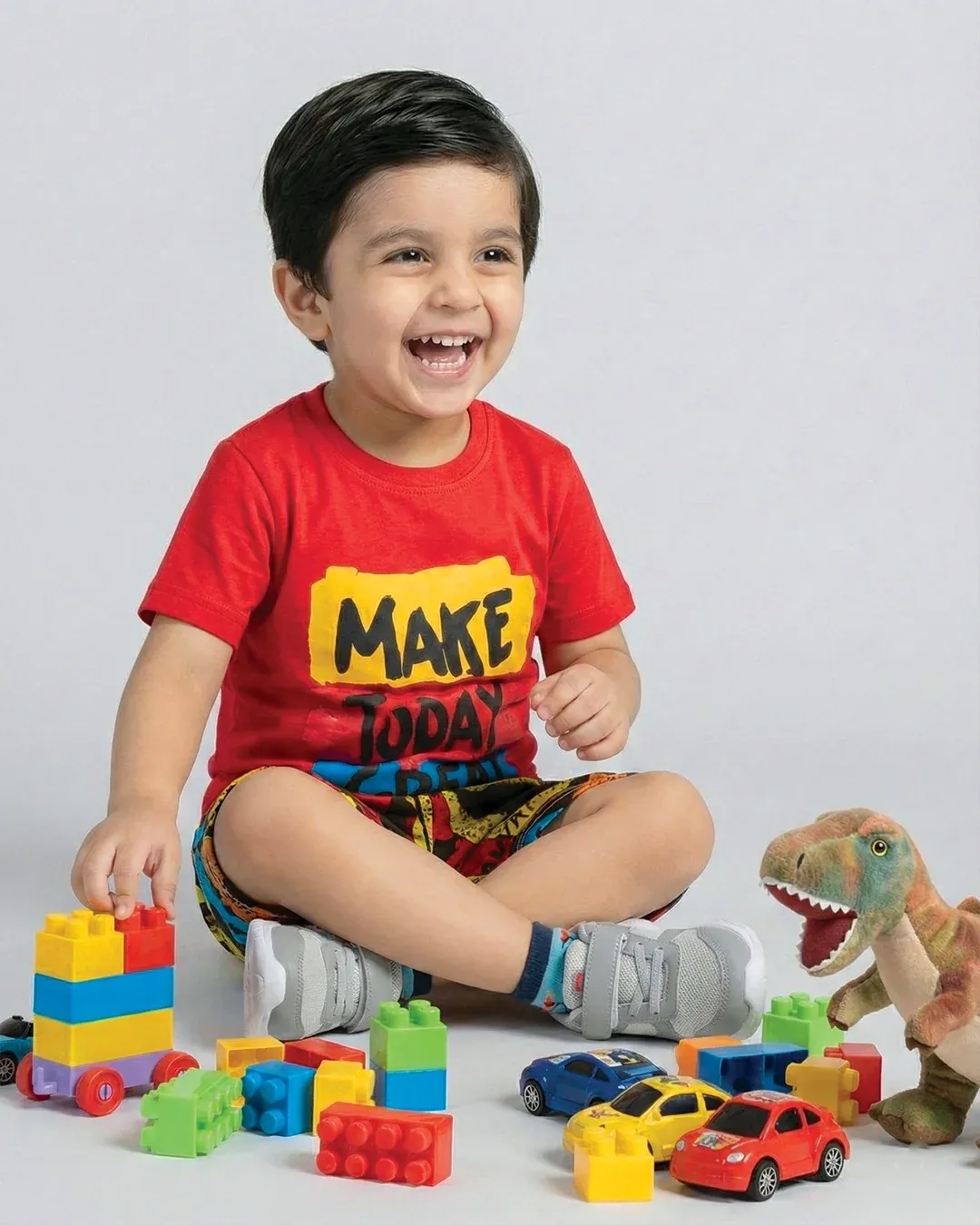 Make Today Great Red T-Shirt & Printed Shorts Set - Image 2