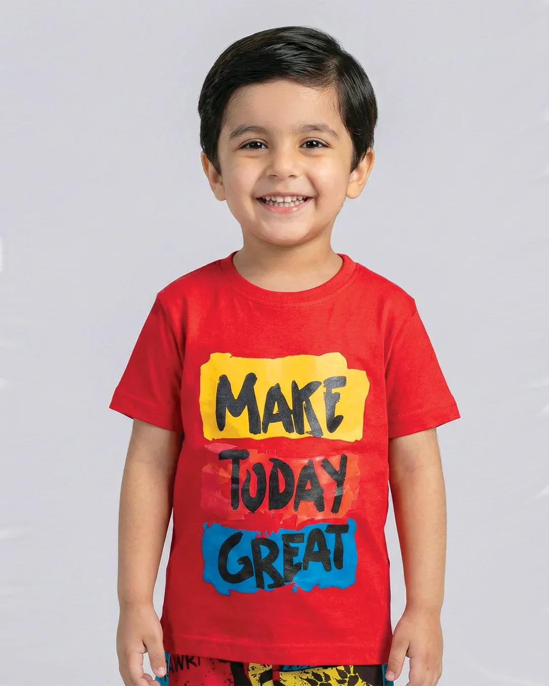 Make Today Great Red T-Shirt & Printed Shorts Set - Image 5