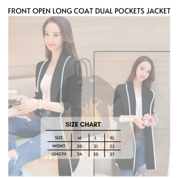 Maroon Front Open Long Coat Dual Pockets Jacket - Image 5