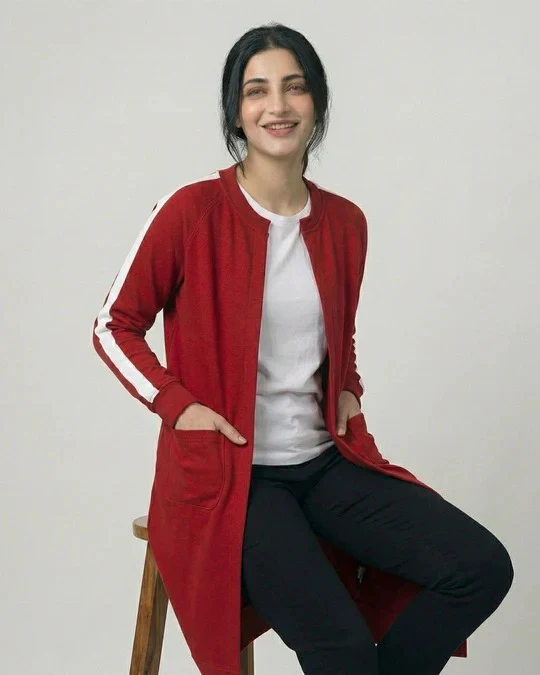 Maroon Western Stripe Long Sleeve Cardigan - Image 5