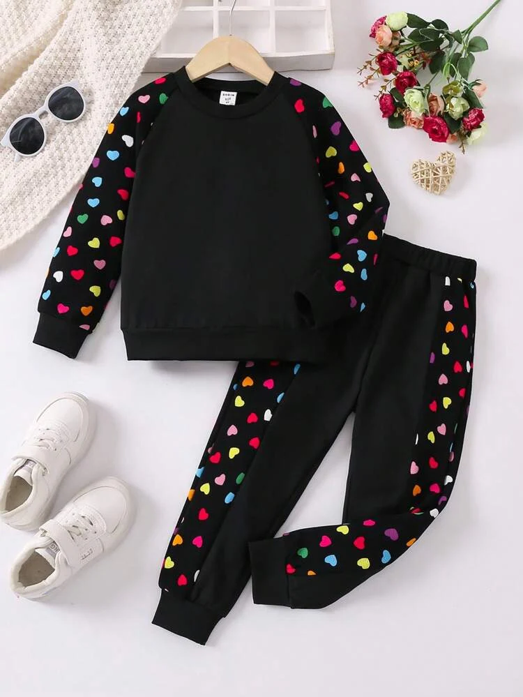 Colourful Heart Printed Sweatshirt Set - Image 2