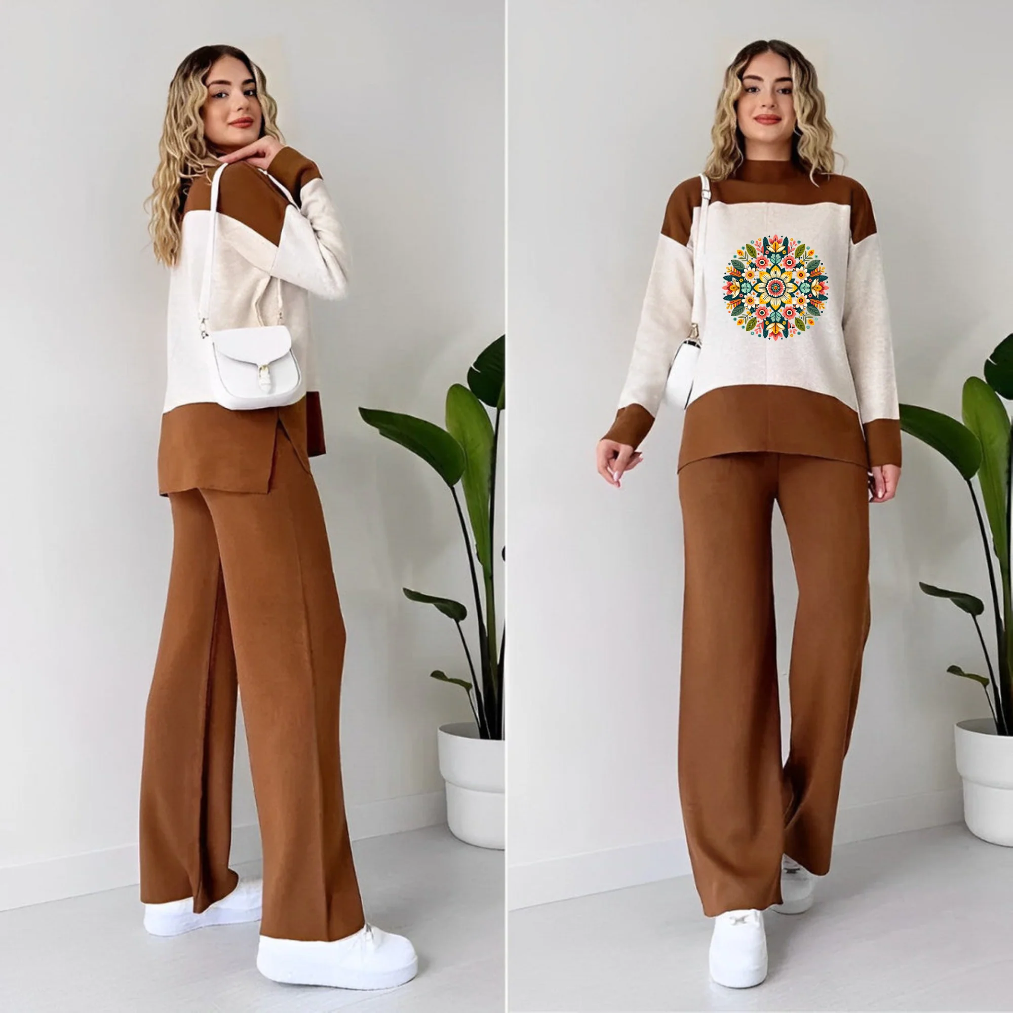 Multi Pattern Drop Shoulder Loungewear - Image 3