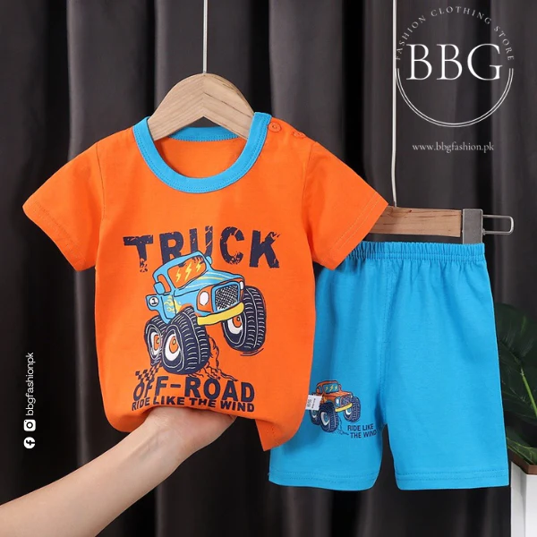 Orange Truck Off Road Kids Short Sleeve Kids Wear