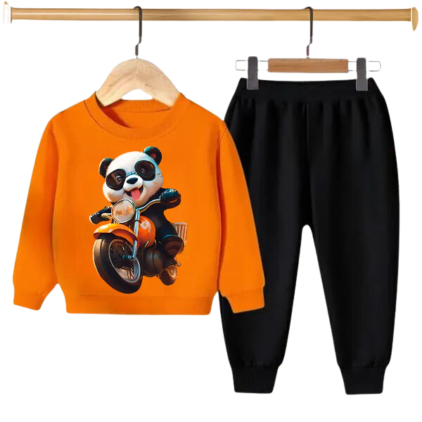 PANDA RIDE ON BIKE PRINTED SWEATSHIRT SET - Image 2