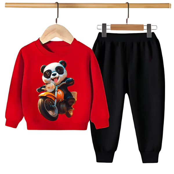 PANDA RIDE ON BIKE PRINTED SWEATSHIRT SET - Image 4