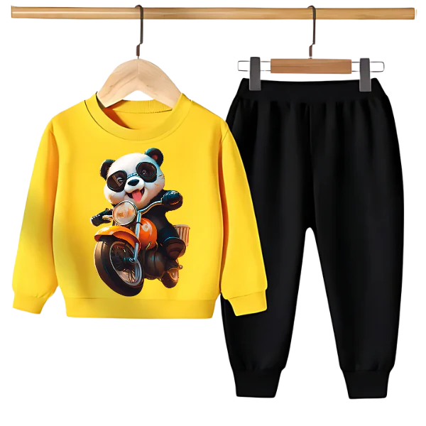 PANDA RIDE ON BIKE PRINTED SWEATSHIRT SET - Image 5