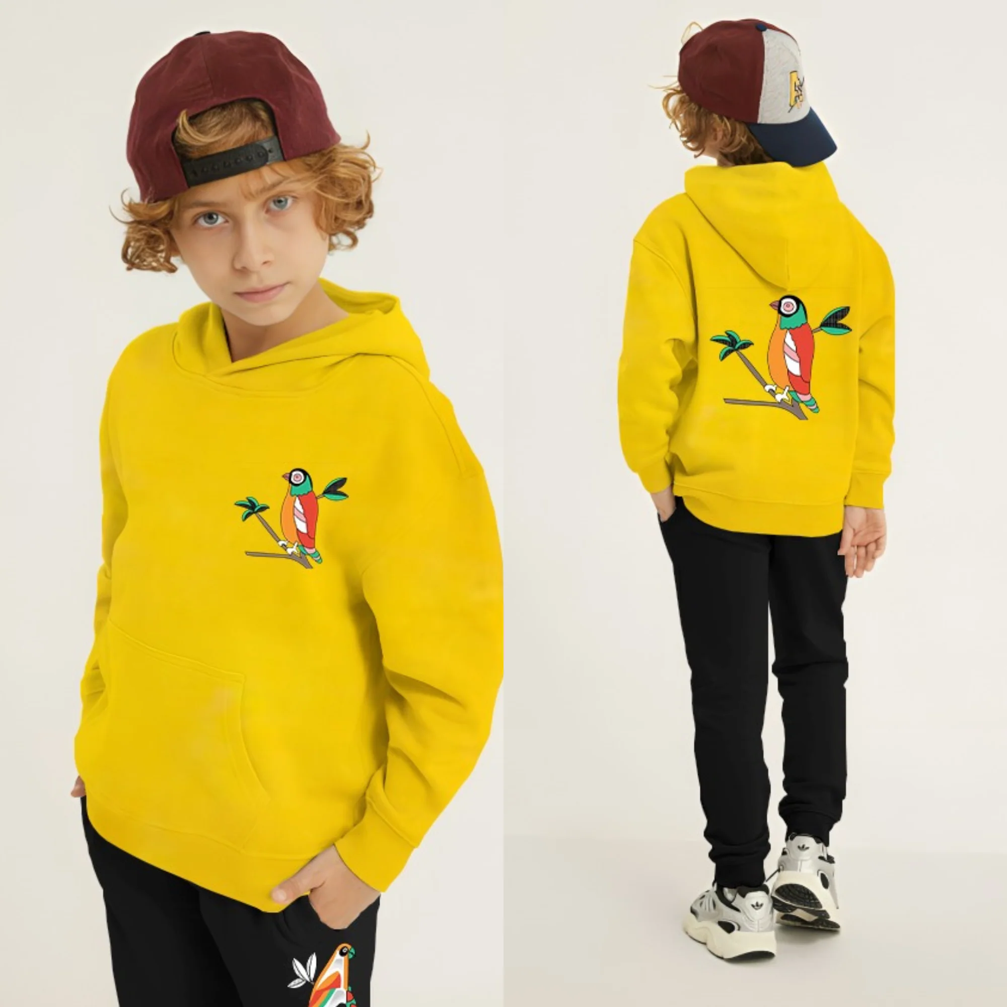 Parrot Printed Kids Hoodie Set - Image 4