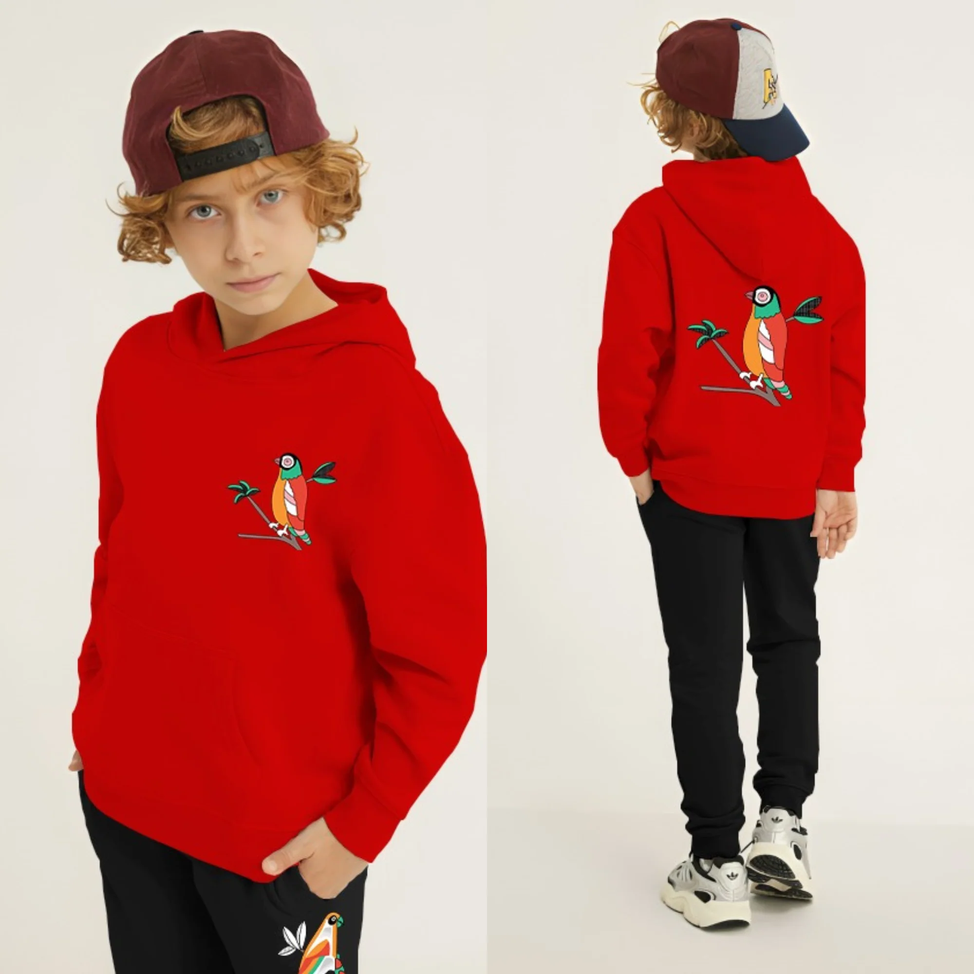 Parrot Printed Kids Hoodie Set - Image 5