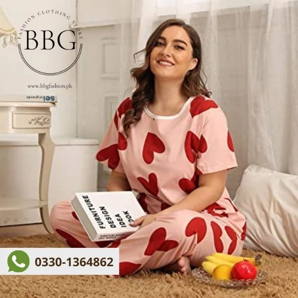 Pink Heart Woman Pajama Set - Image 2