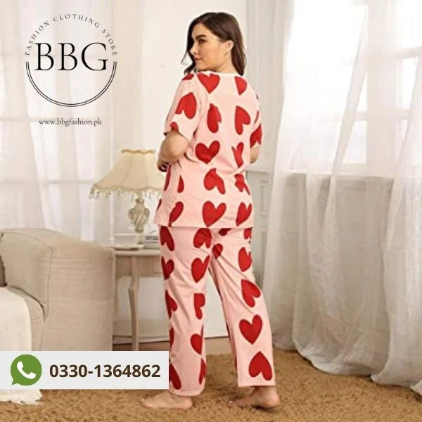 Pink Heart Woman Pajama Set - Image 4