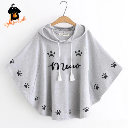 Pink Meow Printed Hood Cape - Image 3