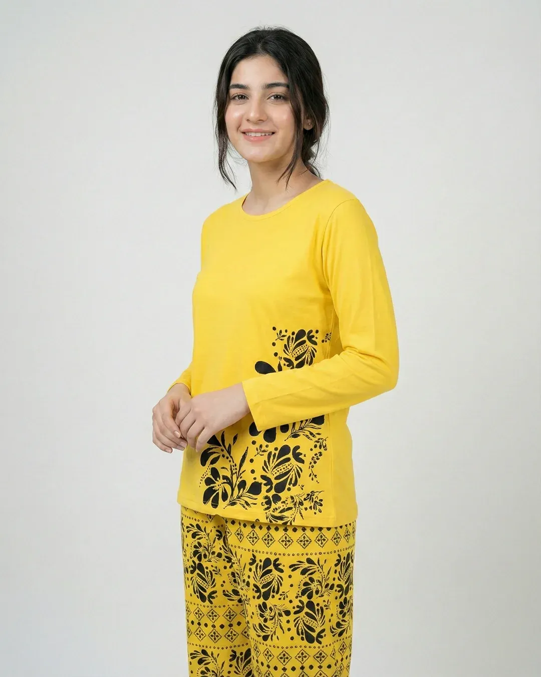 Yellow Floral Printed Co-Ord Set for Women - Image 5