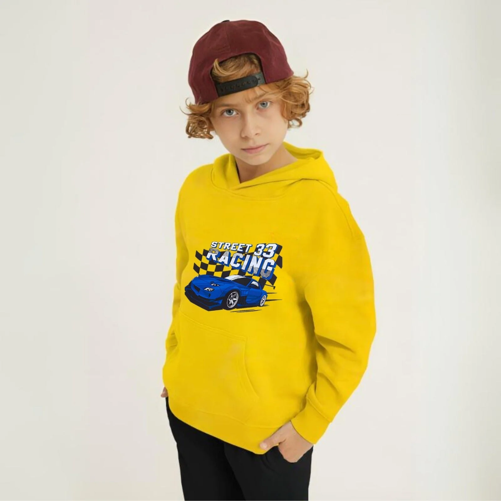 Street Racing Printed Kids Hoodie Set - Image 2