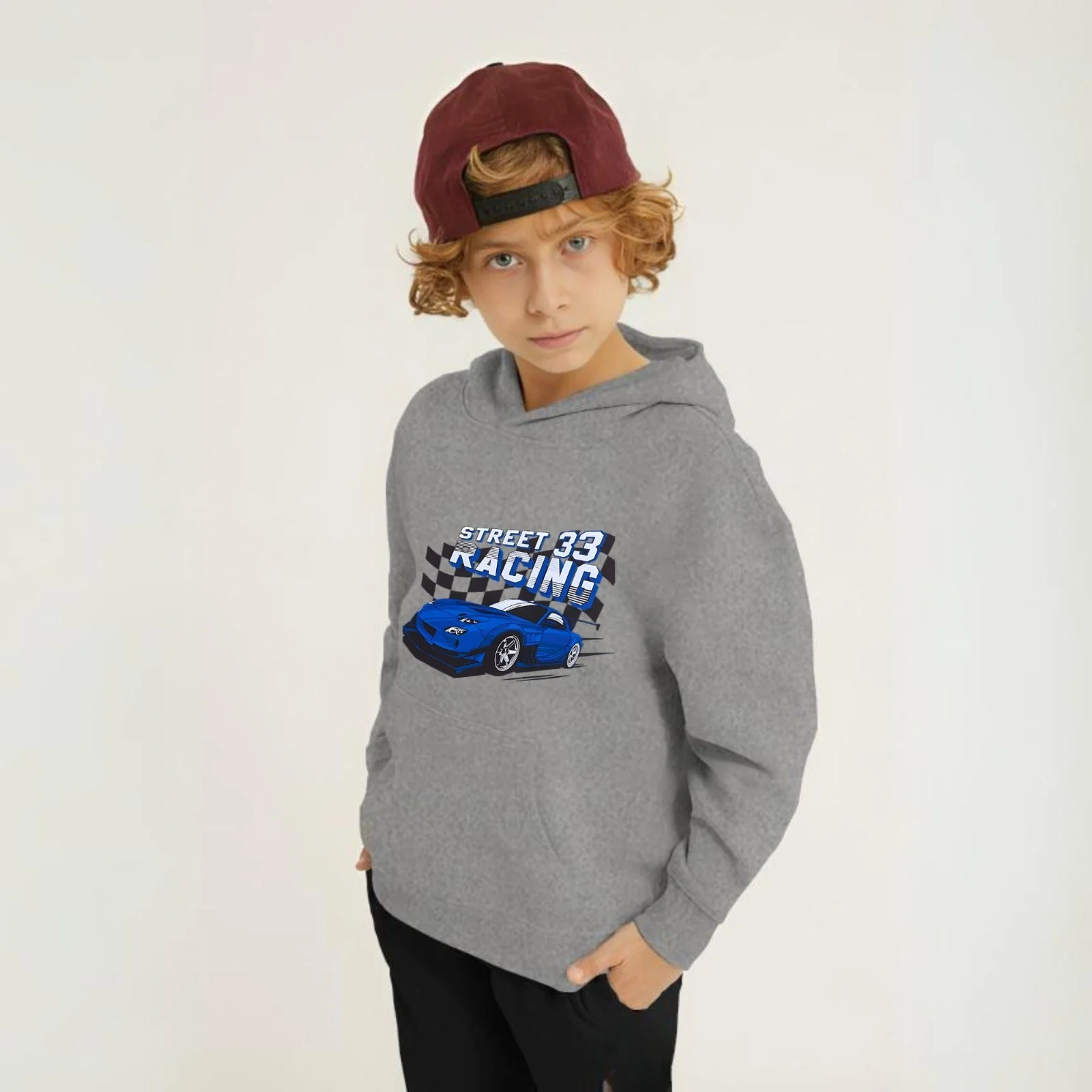 Street Racing Printed Kids Hoodie Set - Image 3