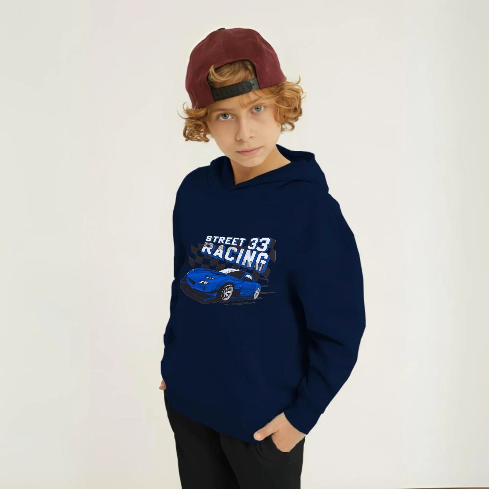 Street Racing Printed Kids Hoodie Set - Image 5