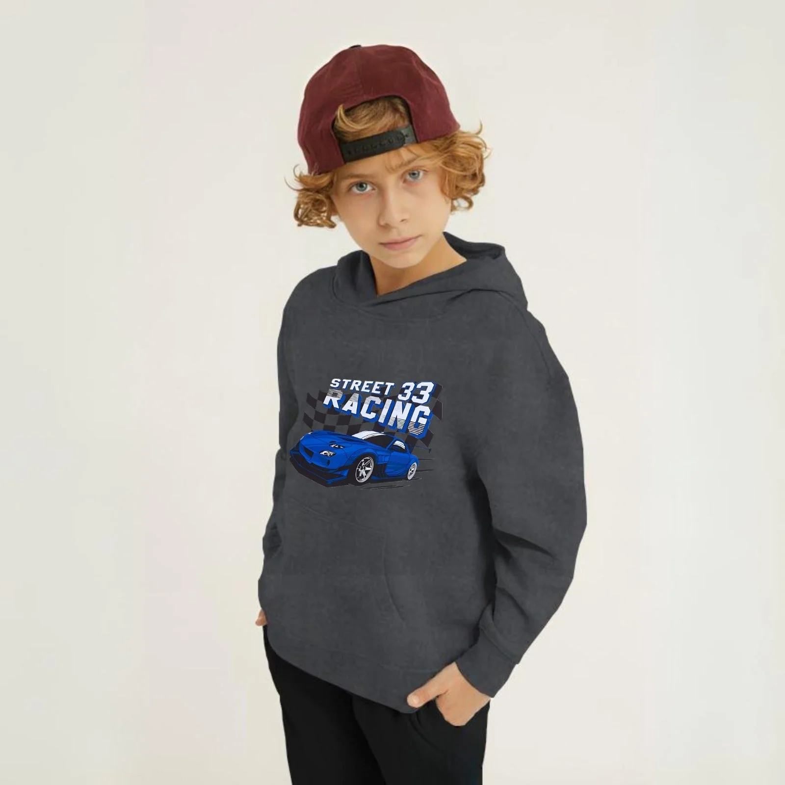 Street Racing Printed Kids Hoodie Set - Image 6