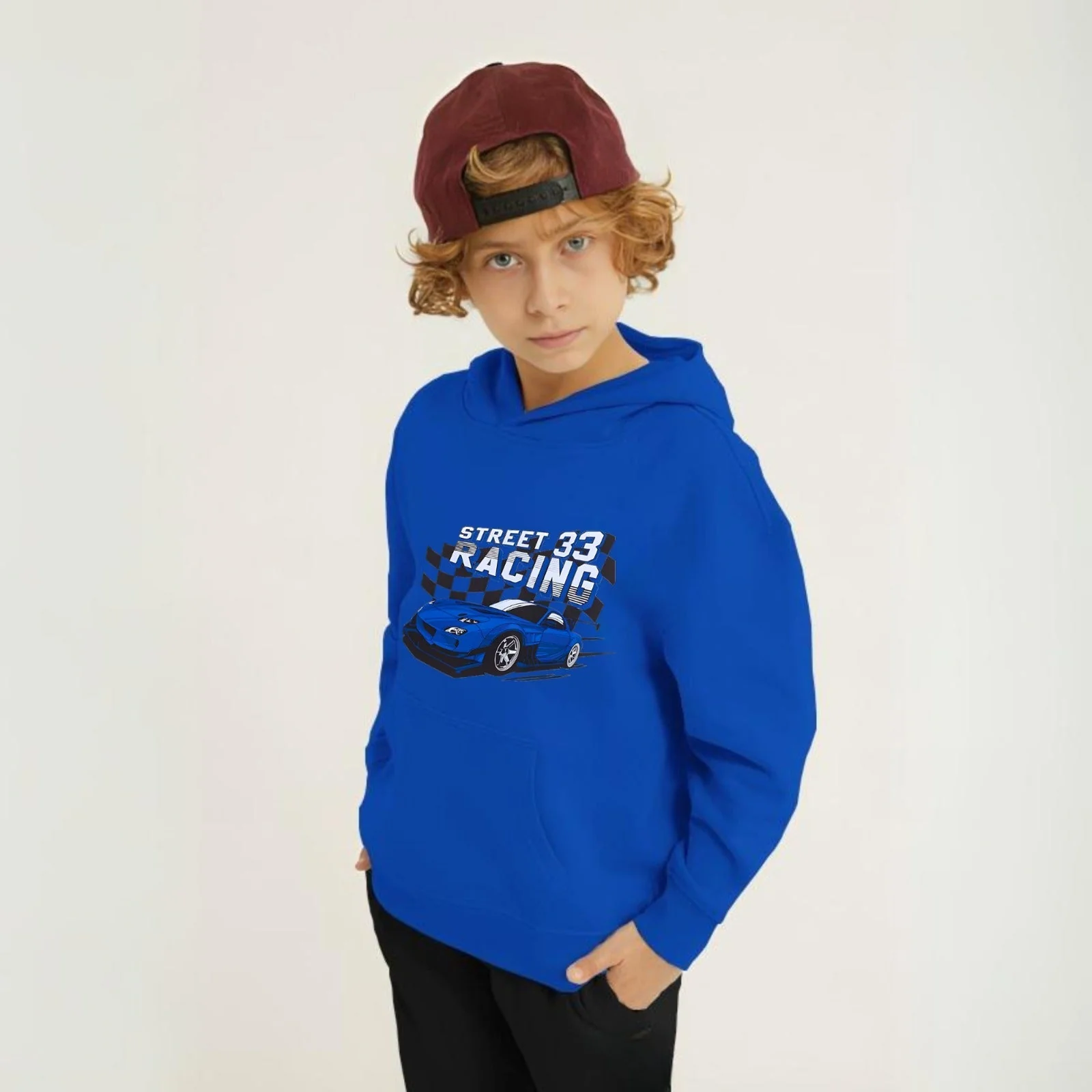 Street Racing Printed Kids Hoodie Set - Image 7