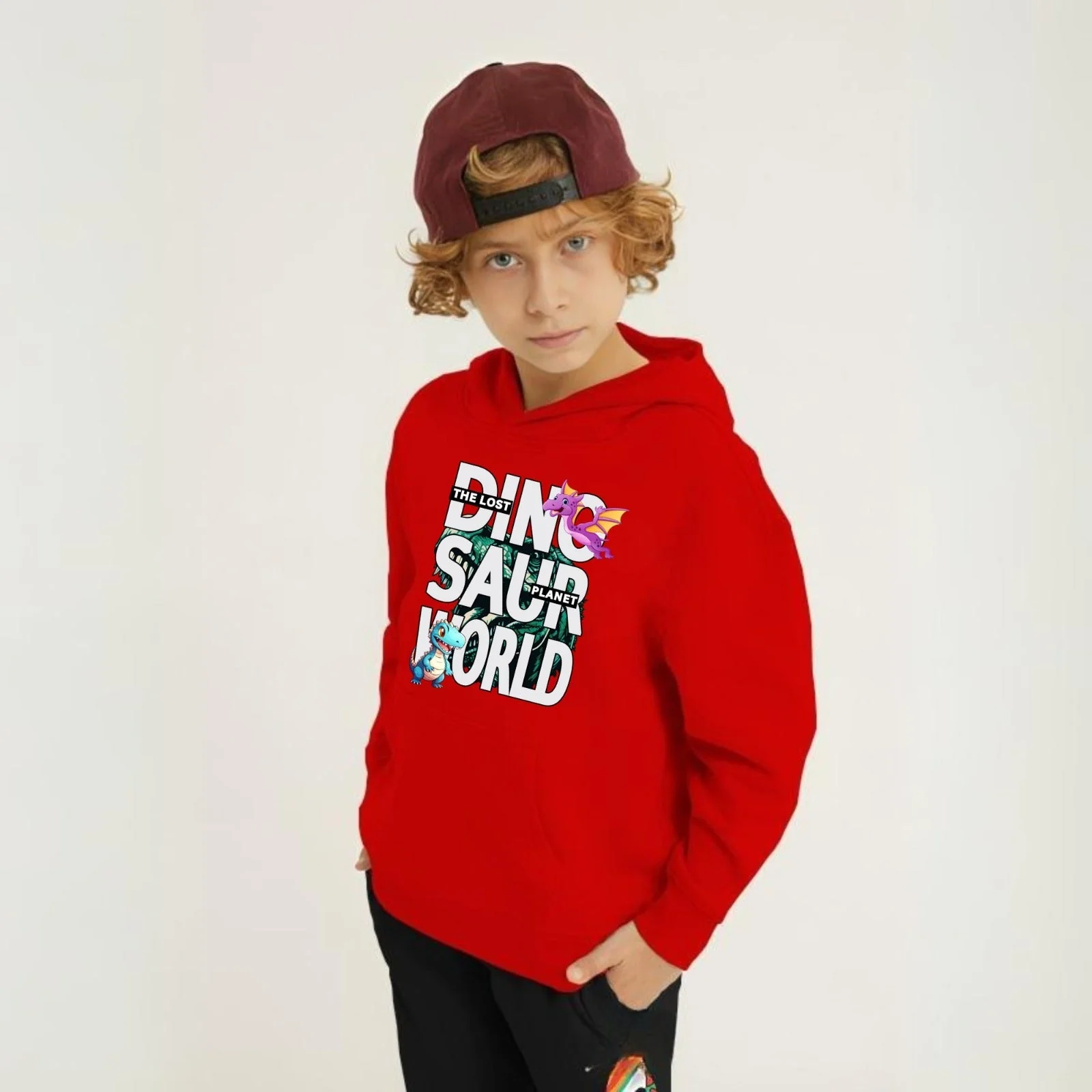 Dino Saur World Printed Kids Hoodie Set - Image 2