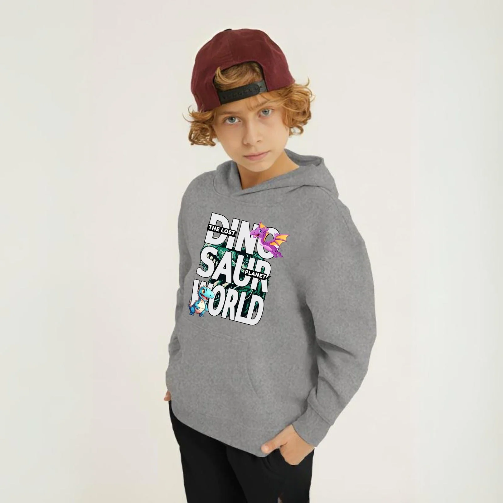Dino Saur World Printed Kids Hoodie Set - Image 3