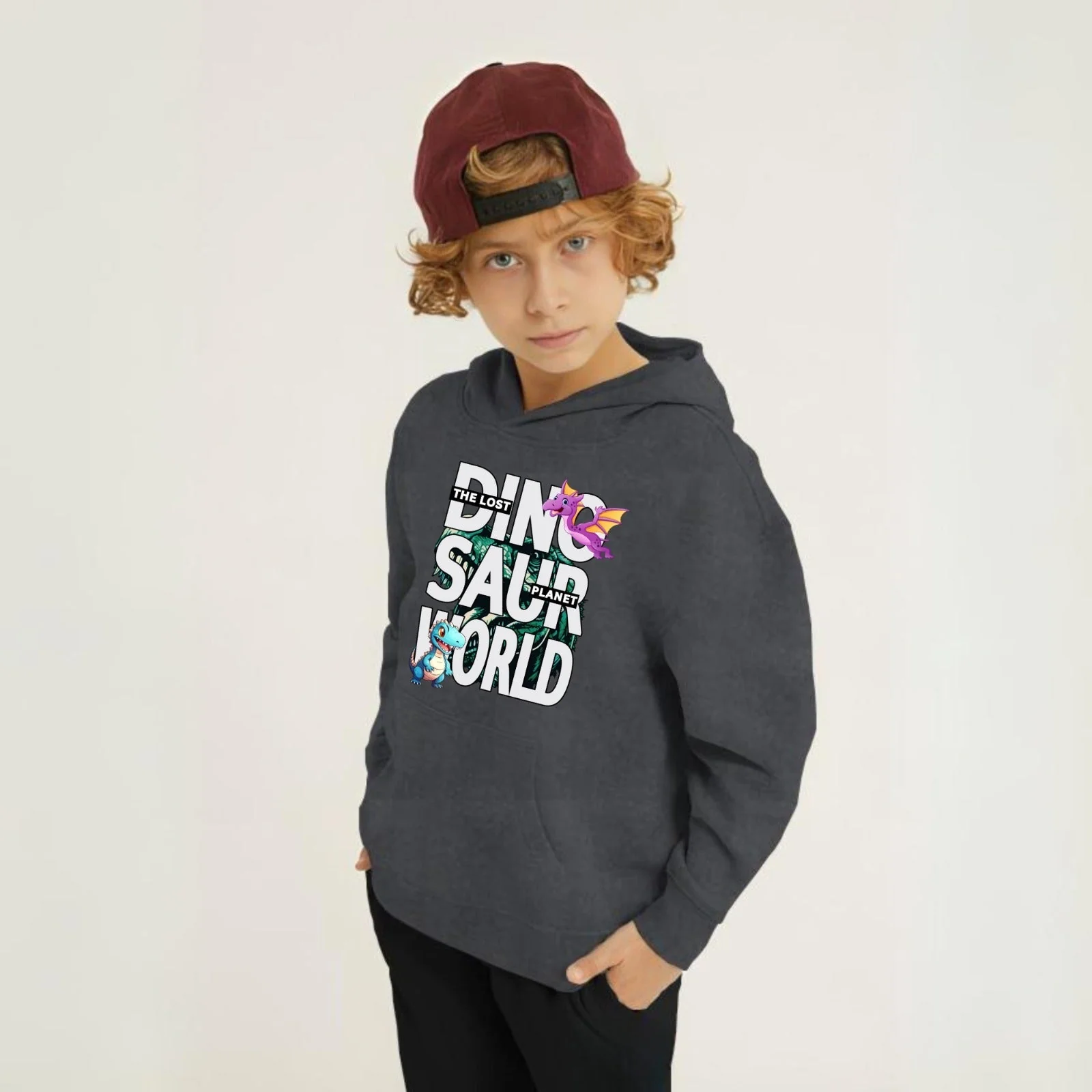 Dino Saur World Printed Kids Hoodie Set - Image 5