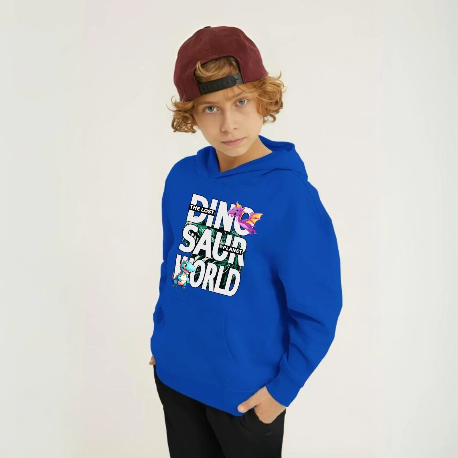 Dino Saur World Printed Kids Hoodie Set - Image 6