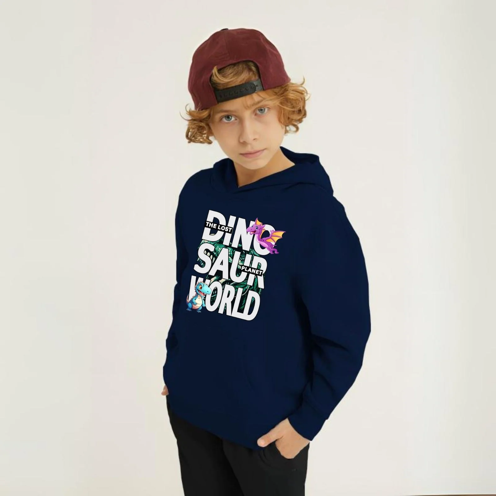 Dino Saur World Printed Kids Hoodie Set - Image 7