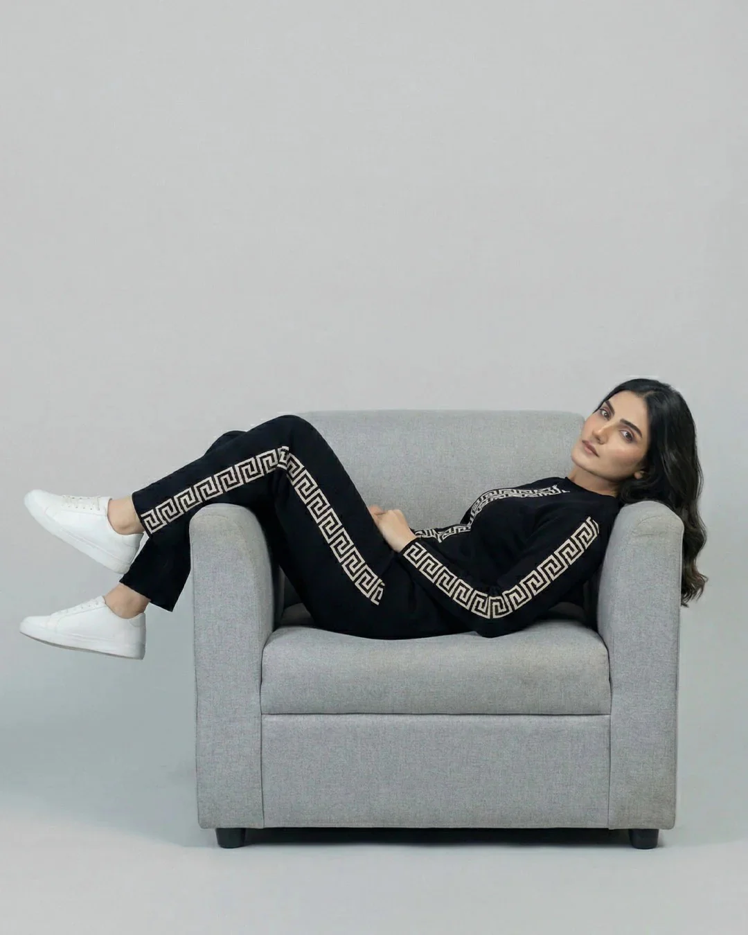 Urban Luxe Greek Co-Ord Set for Women | Black - Image 3