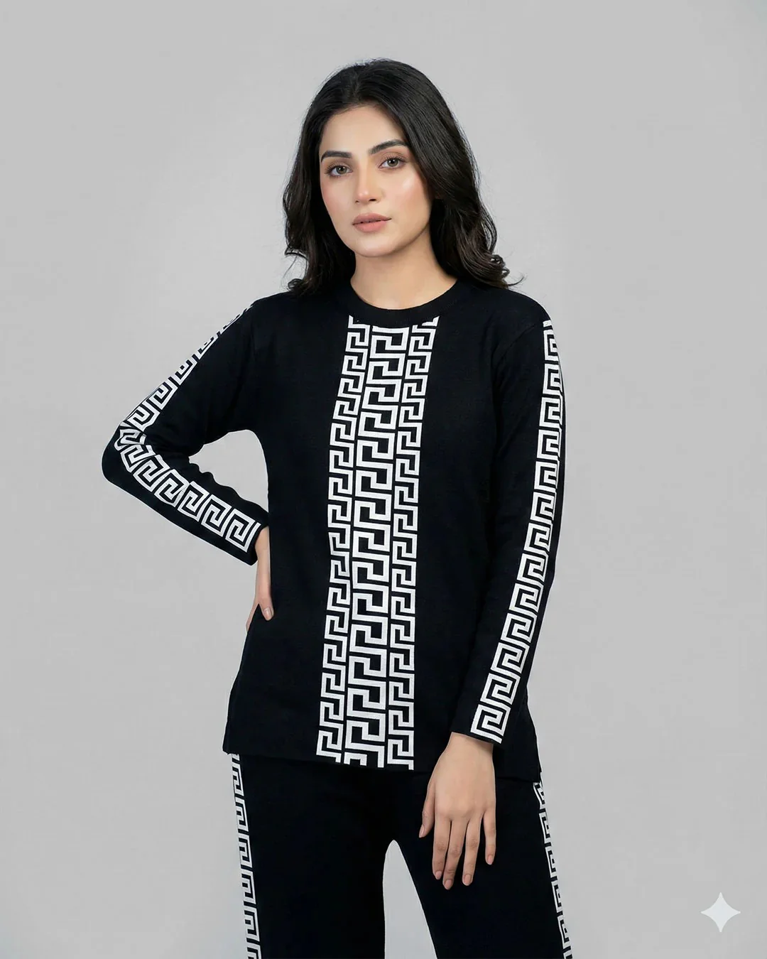 Urban Luxe Greek Co-Ord Set for Women | Black - Image 4