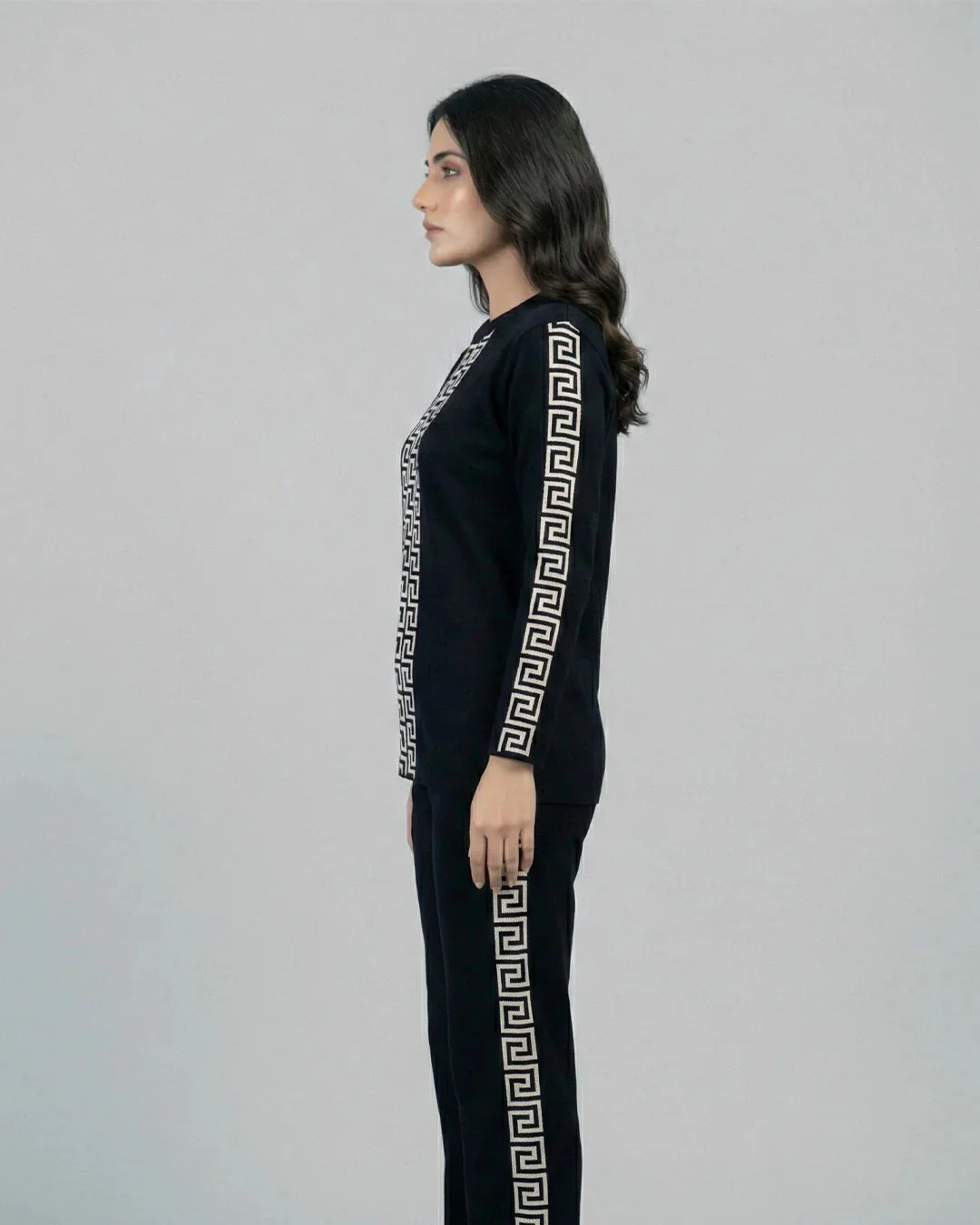 Urban Luxe Greek Co-Ord Set for Women | Black - Image 5