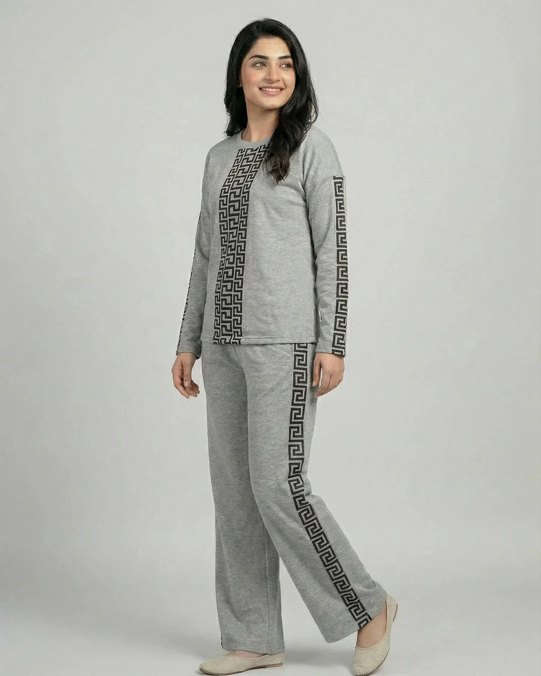 Urban Luxe Greek Co-Ord Set for Women | Grey - Image 2