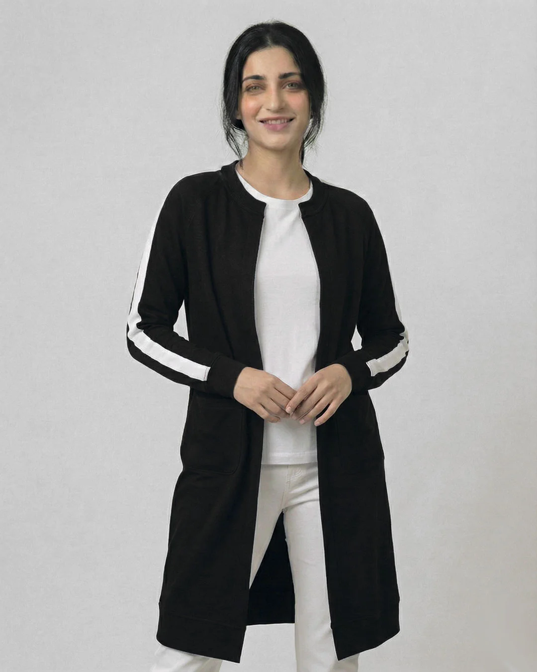Black Western Stripe Long Sleeve Cardigan - Image 5