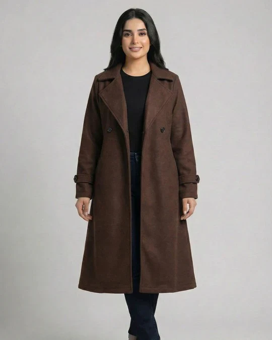 Winter Lapel Long Coat or Women - Image 3