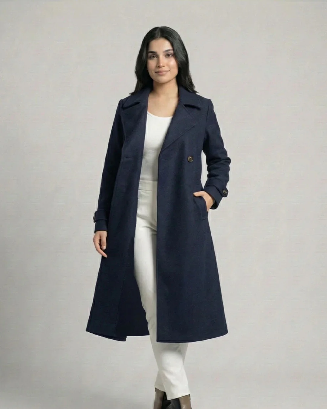 Winter Lapel Long Coat or Women - Image 5