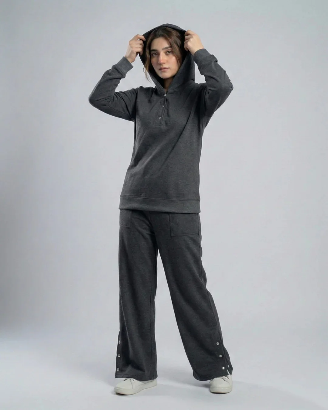 Winter Button Bottom Tracksuit | GREY - Image 3