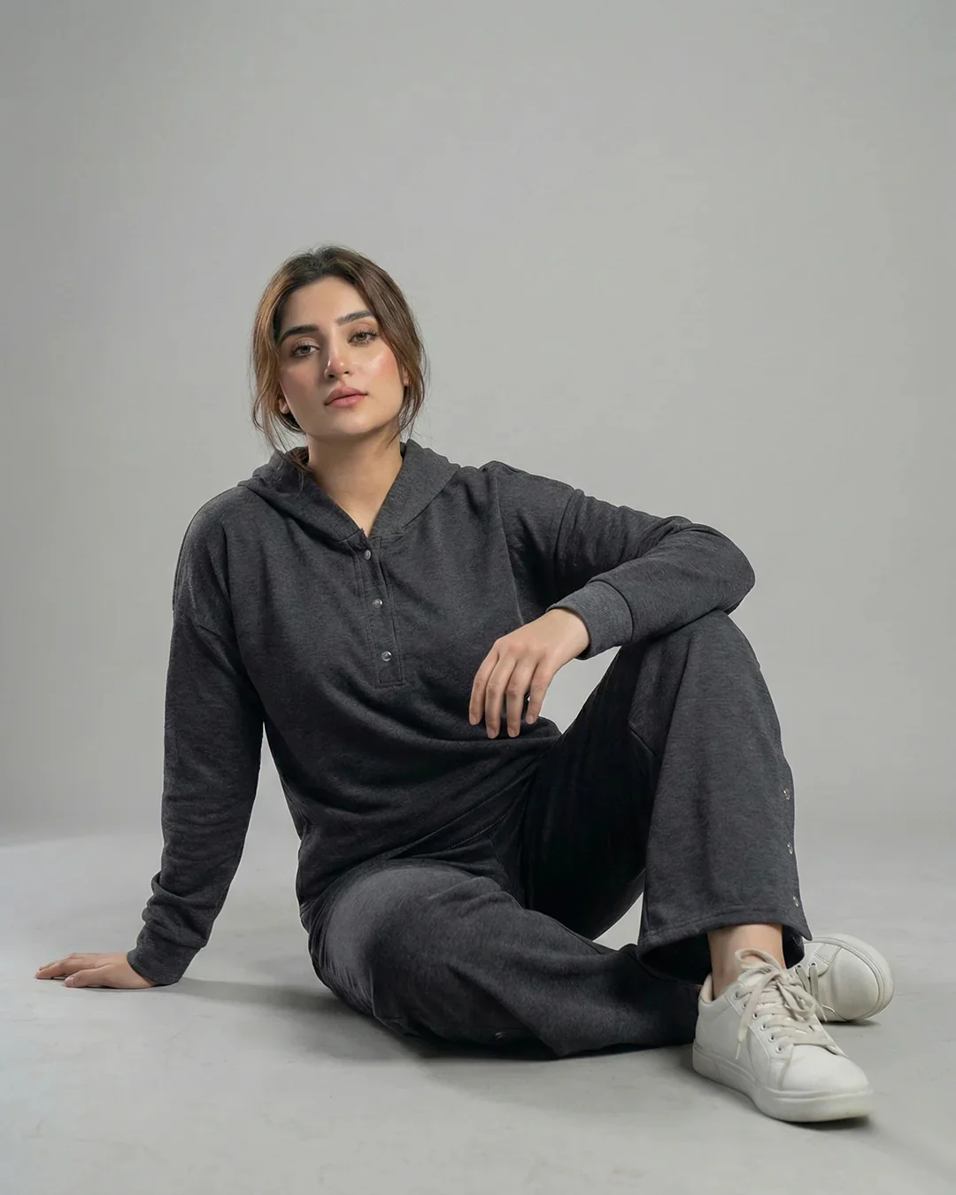 Winter Button Bottom Tracksuit | GREY - Image 4