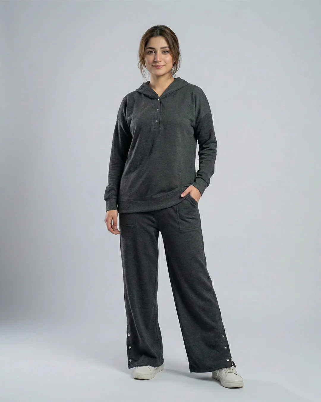 Winter Button Bottom Tracksuit | GREY - Image 5