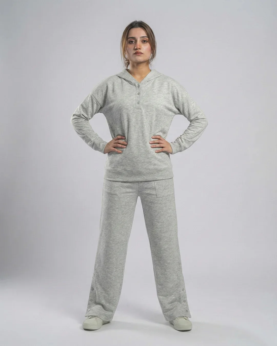 Winter Button Bottom Tracksuit | SILVER - Image 3