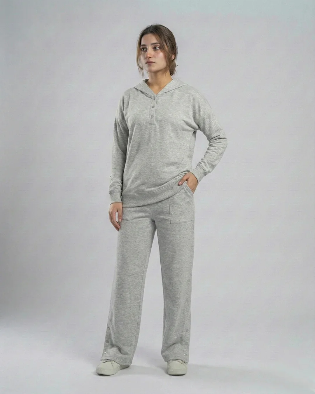 Winter Button Bottom Tracksuit | SILVER - Image 4