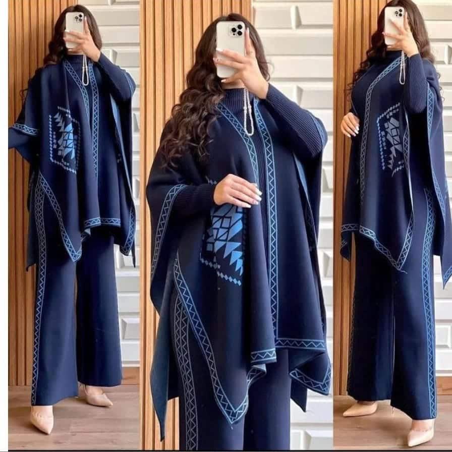 Winter Suit Cape Shawl High Neck & Trouser For Women - Image 3