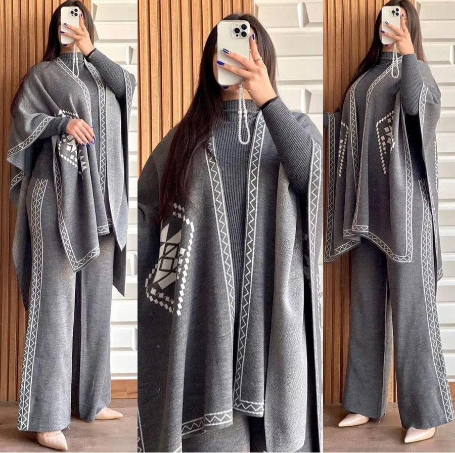 Winter Suit Cape Shawl High Neck & Trouser For Women - Image 4