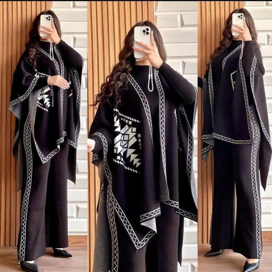 Winter Suit Cape Shawl High Neck & Trouser For Women - Image 5