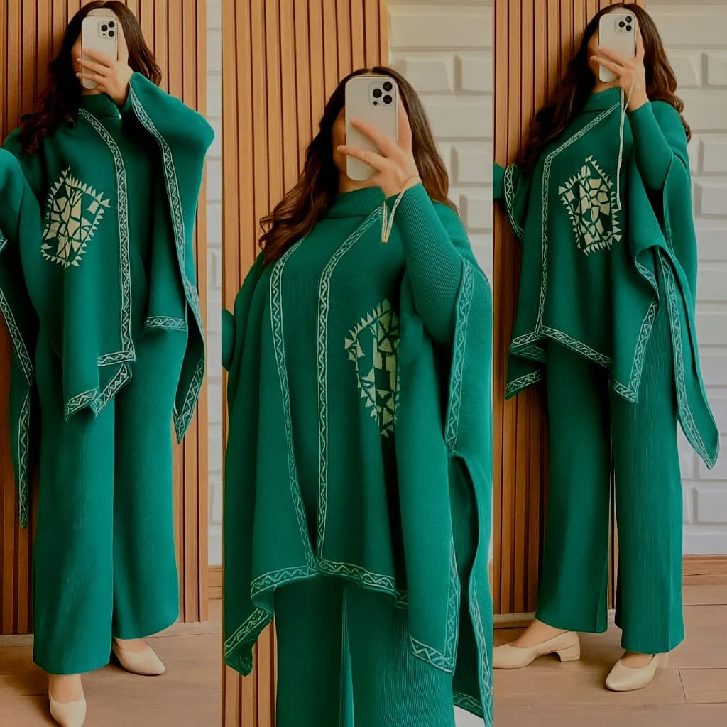 Winter Suit Cape Shawl High Neck & Trouser For Women - Image 6
