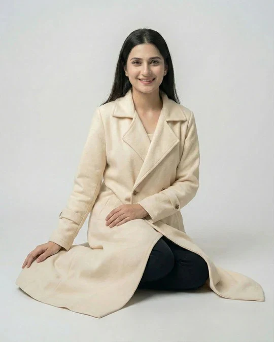 Women’s Beige Long Fleece Winter Coat - Image 5