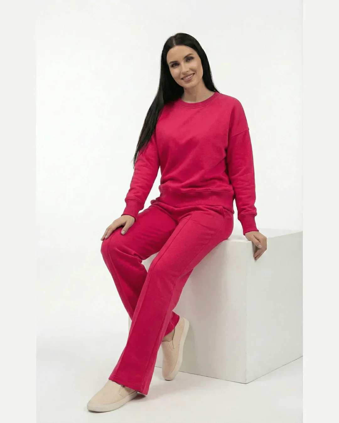 Women’s Vibrant Pink Winter Fleece Tracksuit - Image 3