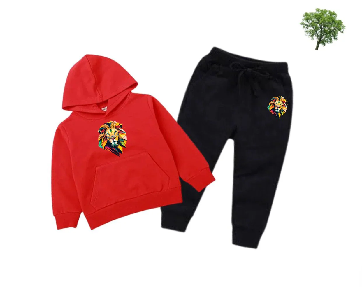 Lion Printed Kids Hoodie Set - Image 3