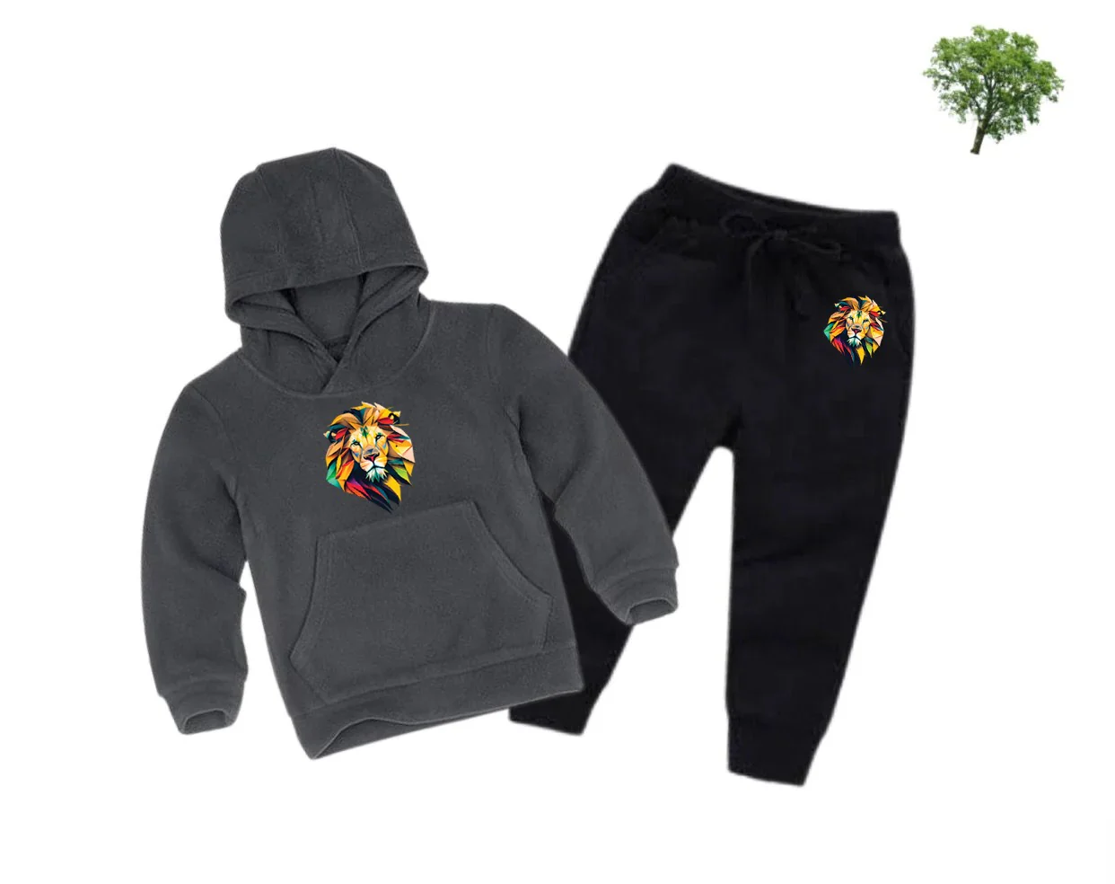 Lion Printed Kids Hoodie Set - Image 4